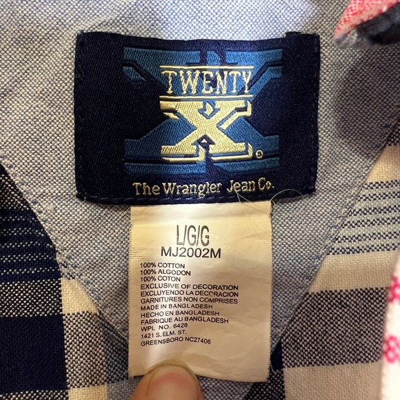 Twenty X The Wrangler Jean Co Men's Plaid Button Down Shirt Pink White Size L - Picture 5 of 12